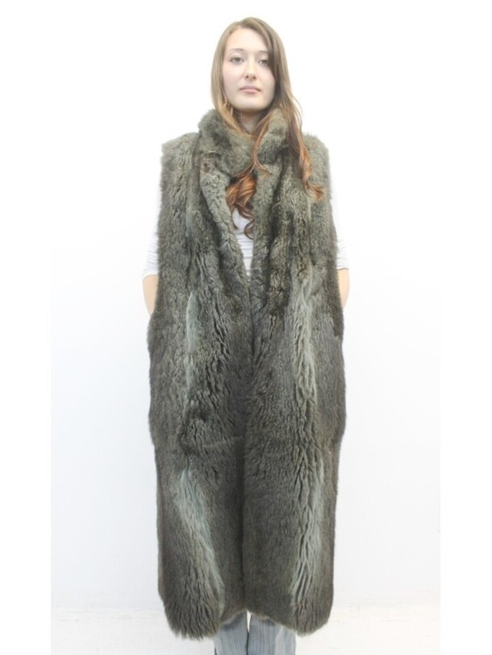 EXCELLENT GREEN OPOSSUM FUR VEST LINING WOMEN WOMAN SIZE 8-10 MEDIUM